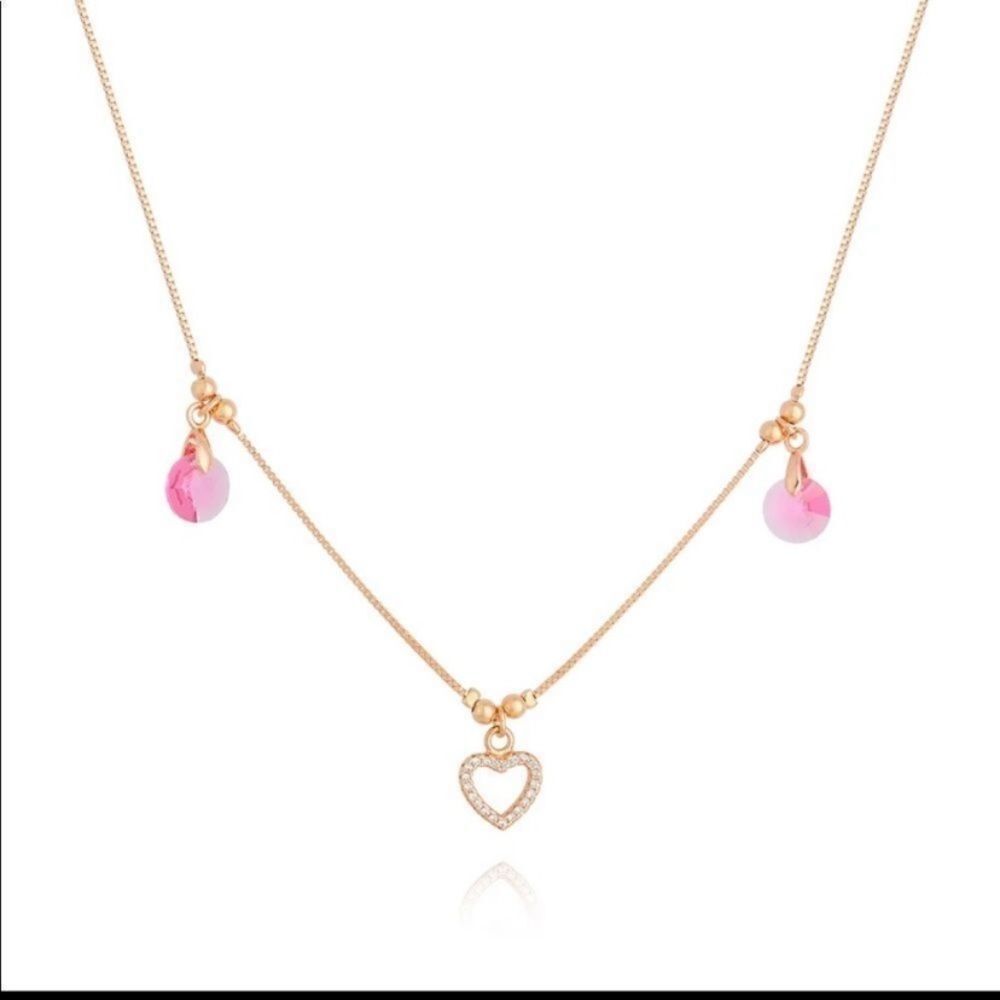 Necklace chocker Swarovski crystals and zirconia Rose gold plated Ipsy bag